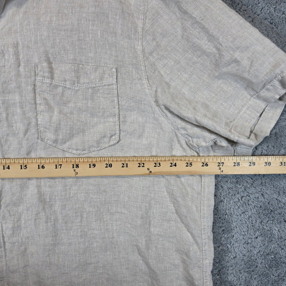 Tommy Bahama Linen Shirt Mens XXL Beige Short Sleeve Coastal Button Up Pocket - Picture 8 of 10